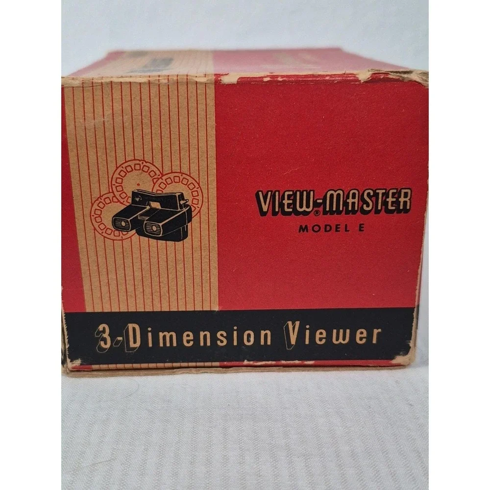 Vtg 1950-60s Sawyer View Master Brown Model E 3-Dimension Viewer w/Box & Slides